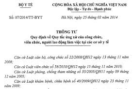 Thông tư số 07/2014/TT-BYT của Bộ Y tế: Quy định về Quy tắc ứng xử của công chức, viên chức, người lao động làm việc tại các cơ sở y tế